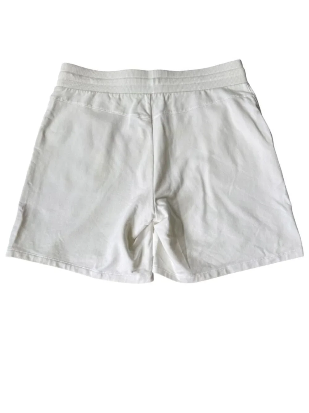 Women's white pull on stretchy casual drawstring shorts with pockets size M?